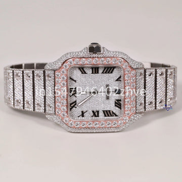 This watch is crafted with flawless moissanite diamonds and features Roman numerals-Gurukrupa-Gems