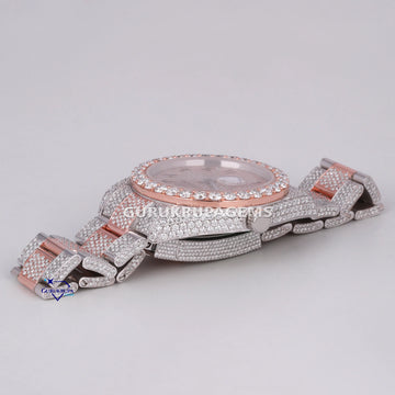 Timeless elegant fully iced out crafted with lab diamonds in stainless steel watch with vvs clarity diamonds Gurukrupa-Gems