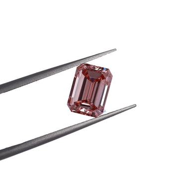 Top seller emerald cut brownish pink color boasting vvs clarity diamonds-Gurukrupa-Gems