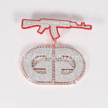 Two Tone 14 kt rose and white  gold Lab Created Diamond Pendant with vvs clarity For Hip Hop Jewelry