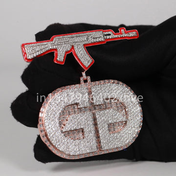 Two Tone 14 kt rose and white  gold Lab Created Diamond Pendant with vvs clarity For Hip Hop Jewelry