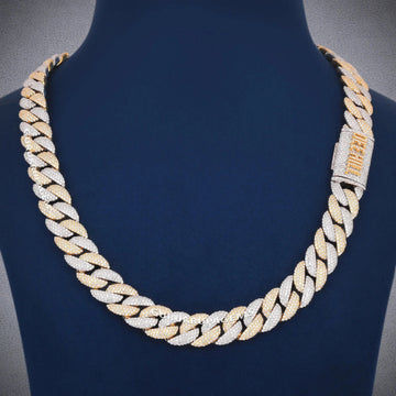 22 Inch 14mm Iced Out Miami Cuban Link Chain in White Gold with Fully Diamond Hip Hop Necklace Gurukrupa-Gems