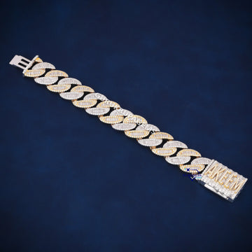 Two Tone Gold With Round & Baguette Cut Lab Diamond Moissanite Bracelet Gurukrupa-Gems