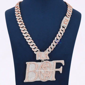 Two Tone Gold With VVS Clarity Diamond Chain Pendant For Party Wear Gurukrupa-Gems