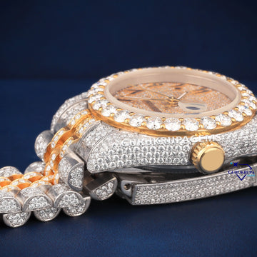 Two tone 36 mm stainless steel diamond watch Gurukrupa-Gems