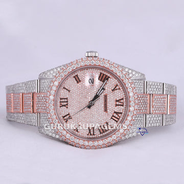 Two tone lab diamond hip hop branded watch for men vvs clarity diamonds in stainless steel Gurukrupa-Gems