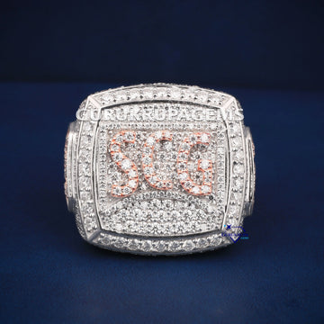 Two toned custom letter diamond ring VVS grade Gurukrupa-Gems