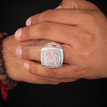 Two toned custom letter diamond ring VVS grade Gurukrupa-Gems