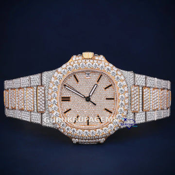 Two toned iced out hiphop diamond watch for men Gurukrupa-Gems