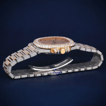 Two toned iced out hiphop diamond watch for men Gurukrupa-Gems