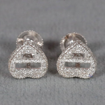 Unique Heart Shape Design Earring In 14 KT White Gold With Lab Created Round Cut Diamond Earring For Women Gurukrupa-Gems