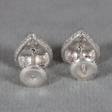 Unique Heart Shape Design Earring In 14 KT White Gold With Lab Created Round Cut Diamond Earring For Women Gurukrupa-Gems