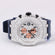 Unique chronograph style blue belt diamond watch