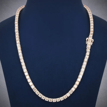 24 Inch 4mm Rose Gold Diamond Tennis Chain Necklace Celestial Ice Collection Gurukrupa-Gems
