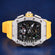 Most Expensive Luxury Brands Watches Black Skeleton Dial with Silver Iced Out VVS Diamond Bezel Yellow Rubber Strap Custom Watch for Unisex Jweldim Jewels