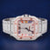 Two Tone Iced Out Diamond Watch with Multicolor Roman Numerical Dial and Custom Silver Rose Gold Color Bezel Watches Jweldim Jewels