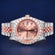 Fully Iced Out Diamond Dial Two Tone Silver and Rose Gold Plated Bezel Jubilee Bracelet Belt Custom Unisex Luxury Watches Jweldim Jewels