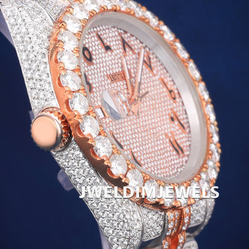 Luxury Fully Customized Watches Two Tone Arabic Dial Hiphop Watches Silver and Rose Iced Out Diamond Mens Watches Jweldim Jewels