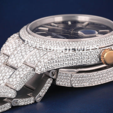 Iced Out VVS Moissanite Diamond Black Dial HipHop Mens Watch in Fully White Customized Watch Mens Womens Jweldim Jewels