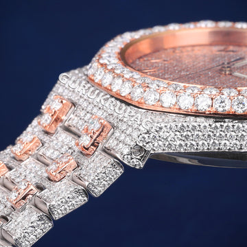 Luxury 41 mm rose and white arabic dials clone watch d vvs clarity Jweldim Jewels