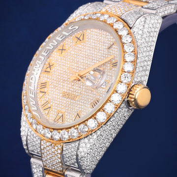 Silver Yellow Datejust Full Iced Out Two Tone Bust Down Moissanite Watch for Real VVS Diamond watch Jweldim Jewels
