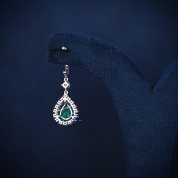 Wedding Pear Green gemstone diamond earrings Gurukrupa-Gems