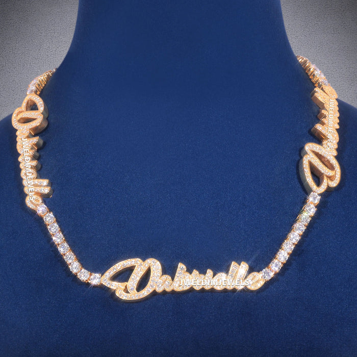 Custom Name 14k Gold Lab Diamond Tennis Chain