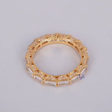 Womens baguette cut diamond band ring VVS clarity Gurukrupa-Gems