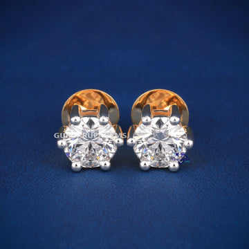 Womens day gift for round cut diamond moissanite earrings Gurukrupa-Gems
