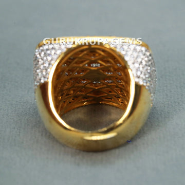 Yellow Gold Lab Created Round And Baguette Cut Diamond Ring Lab Grown Diamond Hip Hop Ring - Gurukrupa-Gems