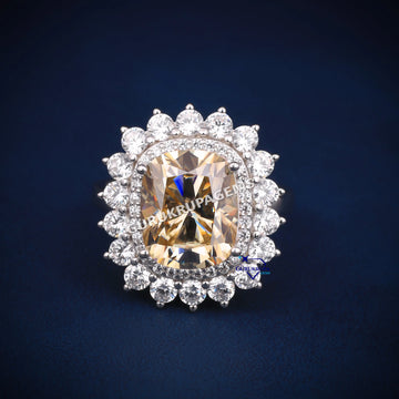 Yellow cushion engagement diamond ring Gurukrupa-Gems