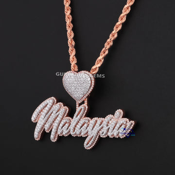 custom made diamond pendant unique 14kt gold chain luxury chain pendant for birthday gift round cur diamond pendant Gurukrupa-Gems