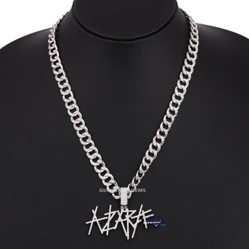 lab made diamond chain pendant for party wear custom diamond chain pendant 14kt white gold diamond chain pendant for party wear Gurukrupa-Gems